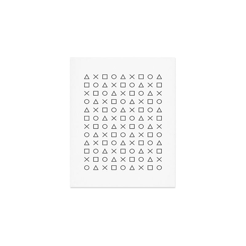 gaming design white - gamer pattern black and white Art Print Gallery Image 1