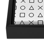 gaming design white - gamer pattern black and white Framed Canvas Print Gallery Image 3