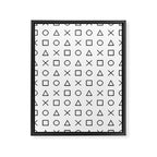 gaming design white - gamer pattern black and white Framed Canvas Print Gallery Image 6