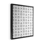 gaming design white - gamer pattern black and white Framed Canvas Print Gallery Image 2