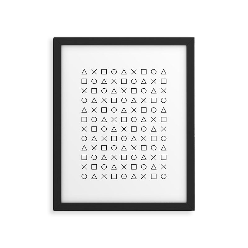gaming design white - gamer pattern black and white Framed Art Print Gallery Image 5
