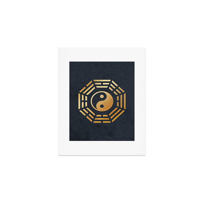 Golden Yin Yang I Ching Art Print Gallery Image 1
