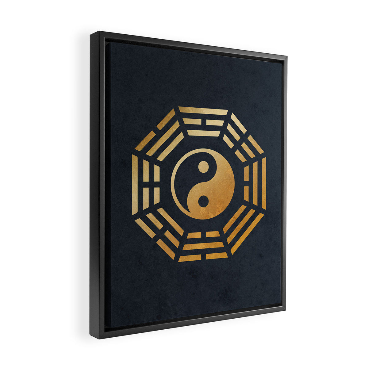 Golden Yin Yang I Ching Framed Canvas Print Gallery Image 2