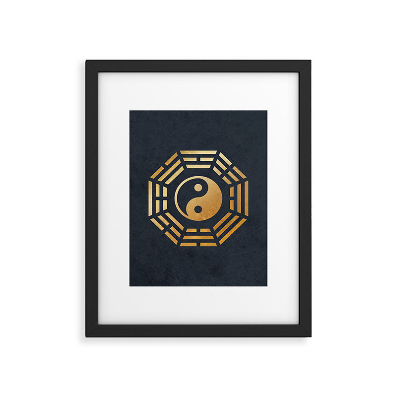 Golden Yin Yang I Ching Framed Art Print Gallery Image 5