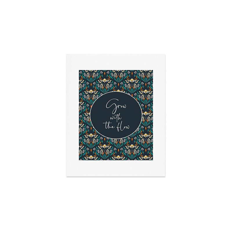 Grow with The Flow - Vibrant Floral Damask Pattern Art Print Gallery Image 1