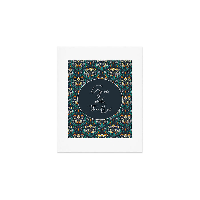 Grow with The Flow - Vibrant Floral Damask Pattern Art Print Gallery Image 1