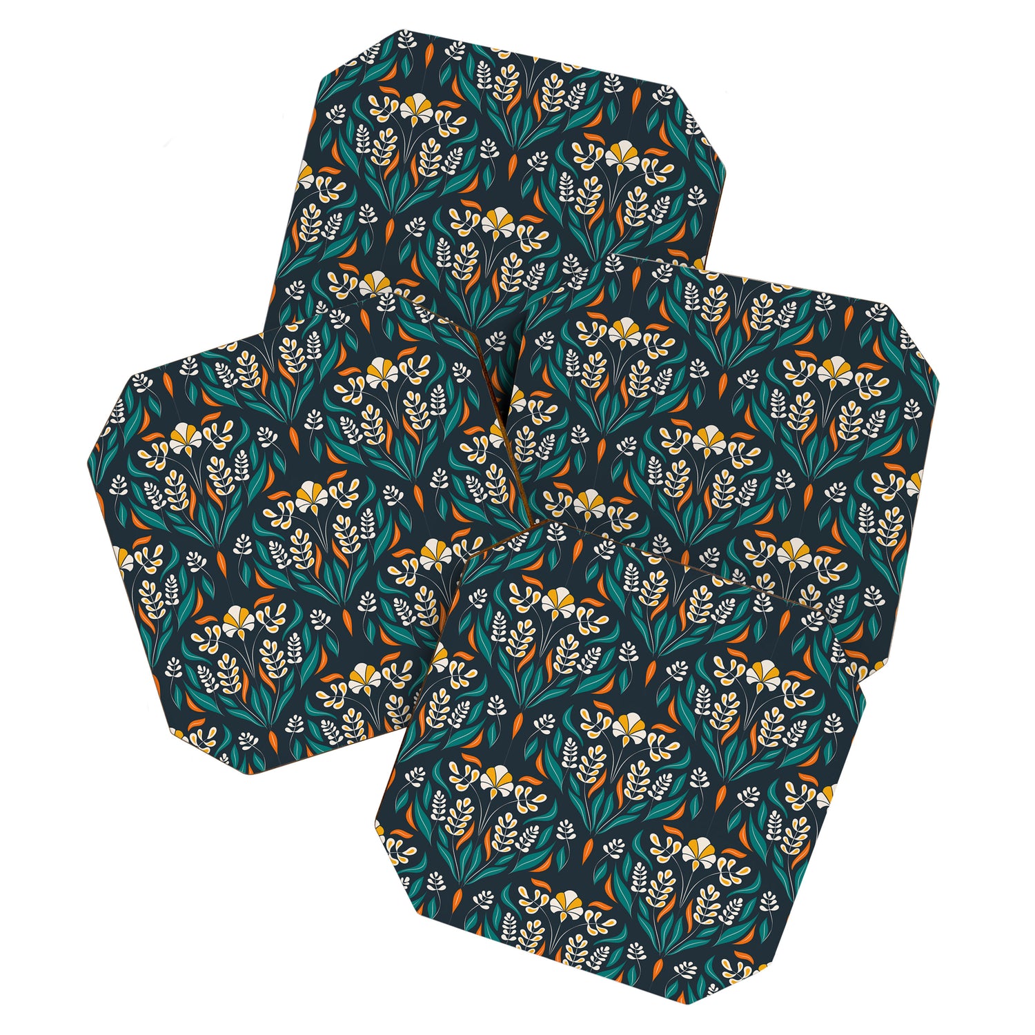 Grow with The Flow - Vibrant Floral Damask Pattern Coaster Gallery Image 1
