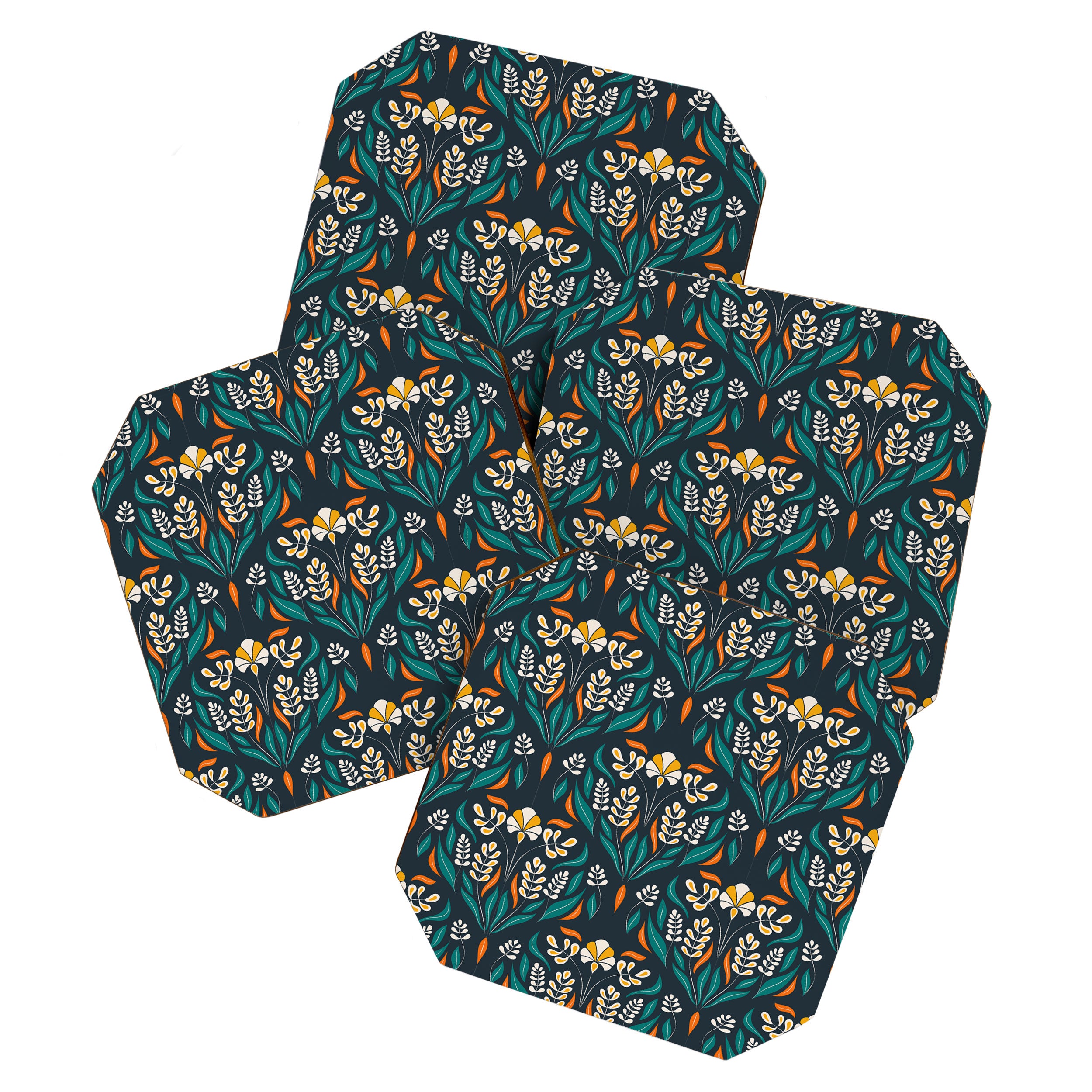 Grow with The Flow - Vibrant Floral Damask Pattern Coaster Gallery Image 1
