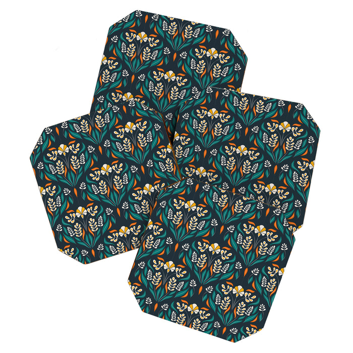 Grow with The Flow - Vibrant Floral Damask Pattern Coaster Gallery Image 1