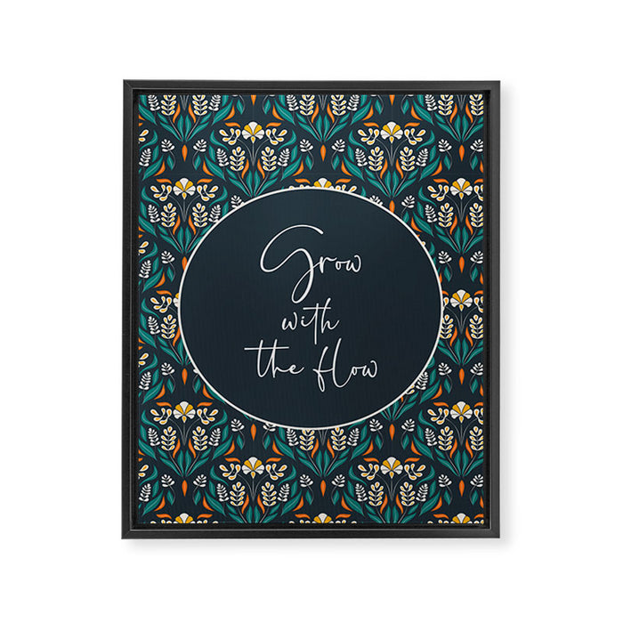 Grow with The Flow - Vibrant Floral Damask Pattern Framed Canvas Print Gallery Image 1