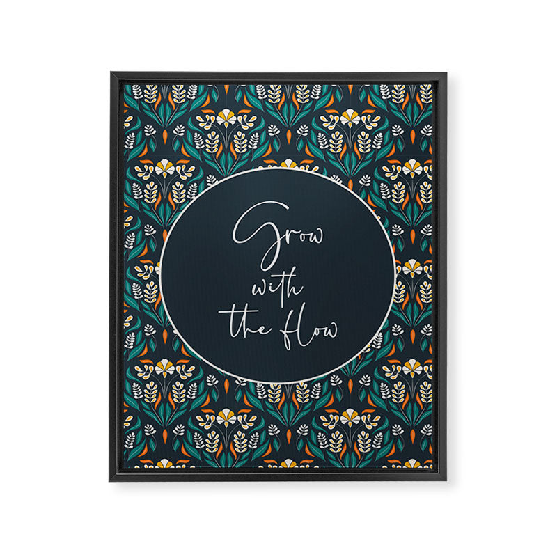 Grow with The Flow - Vibrant Floral Damask Pattern Framed Canvas Print Gallery Image 8