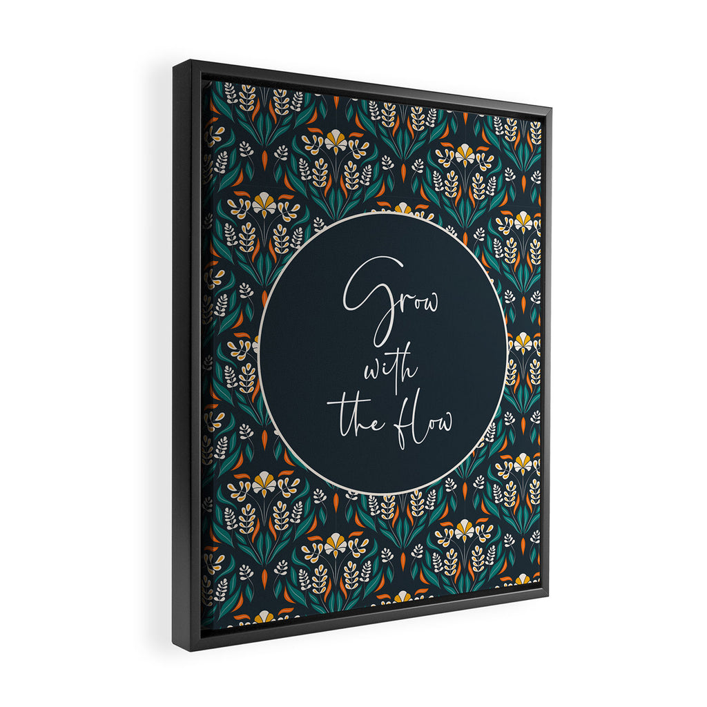 Grow with The Flow - Vibrant Floral Damask Pattern Framed Canvas Print Gallery Image 2