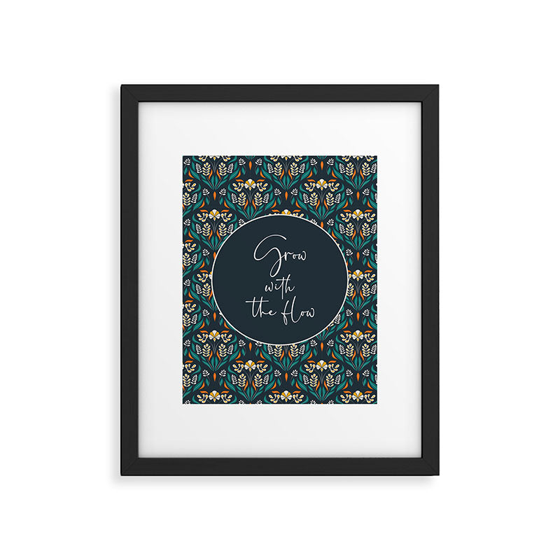 Grow with The Flow - Vibrant Floral Damask Pattern Framed Art Print Gallery Image 6