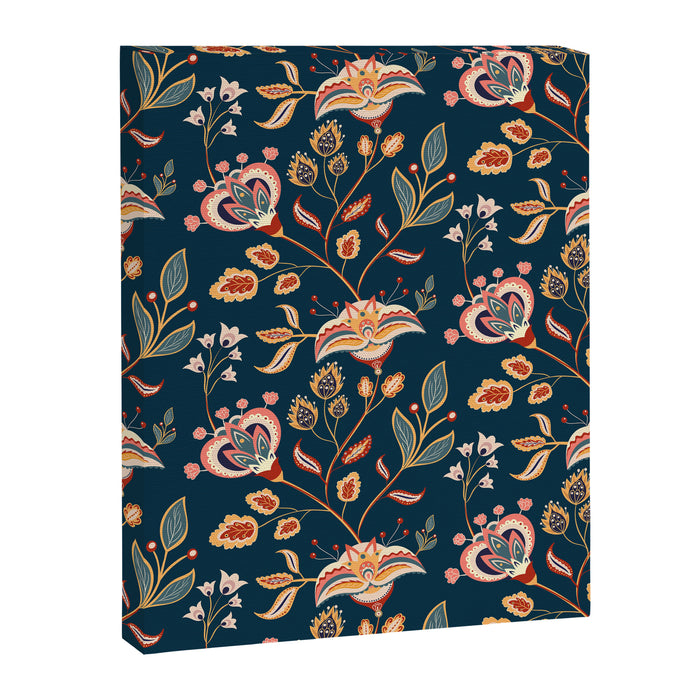 Indian Floral Trail - Deep Navy Blue Canvas Print Gallery Image 1