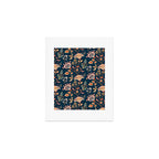 Indian Floral Trail - Deep Navy Blue Art Print Gallery Image 1