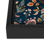 Indian Floral Trail - Deep Navy Blue Framed Canvas Print Gallery Image 3