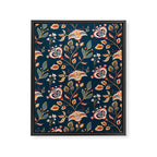 Indian Floral Trail - Deep Navy Blue Framed Canvas Print Gallery Image 8