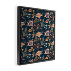 Indian Floral Trail - Deep Navy Blue Framed Canvas Print Gallery Image 2