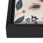 Indian Floral Trail - Ivory Coral Navy Framed Canvas Print Gallery Image 3