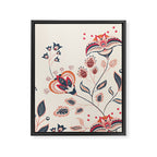 Indian Floral Trail - Ivory Coral Navy Framed Canvas Print Gallery Image 6