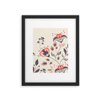 Indian Floral Trail - Ivory Coral Navy Framed Art Print Gallery Image 5