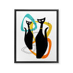 Mid Century Atomic Cats Framed Canvas Print Gallery Image 6