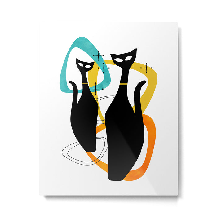 Mid Century Atomic Cats Metal Print Gallery Image 1