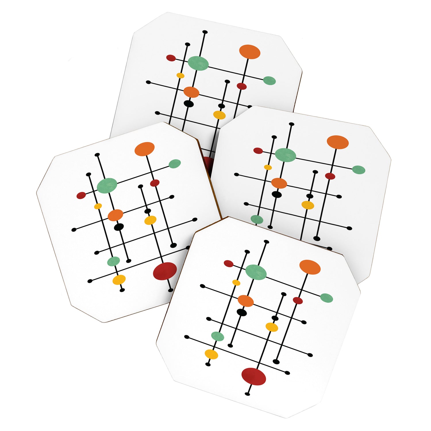 Mid Century Modern 1-4 Coaster Gallery Image 1