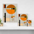 Mid Century Modern Geometric Art Abstract Shapes Orange and Green Retro Design Bauhaus Style  Canvas Print Gallery Image 3