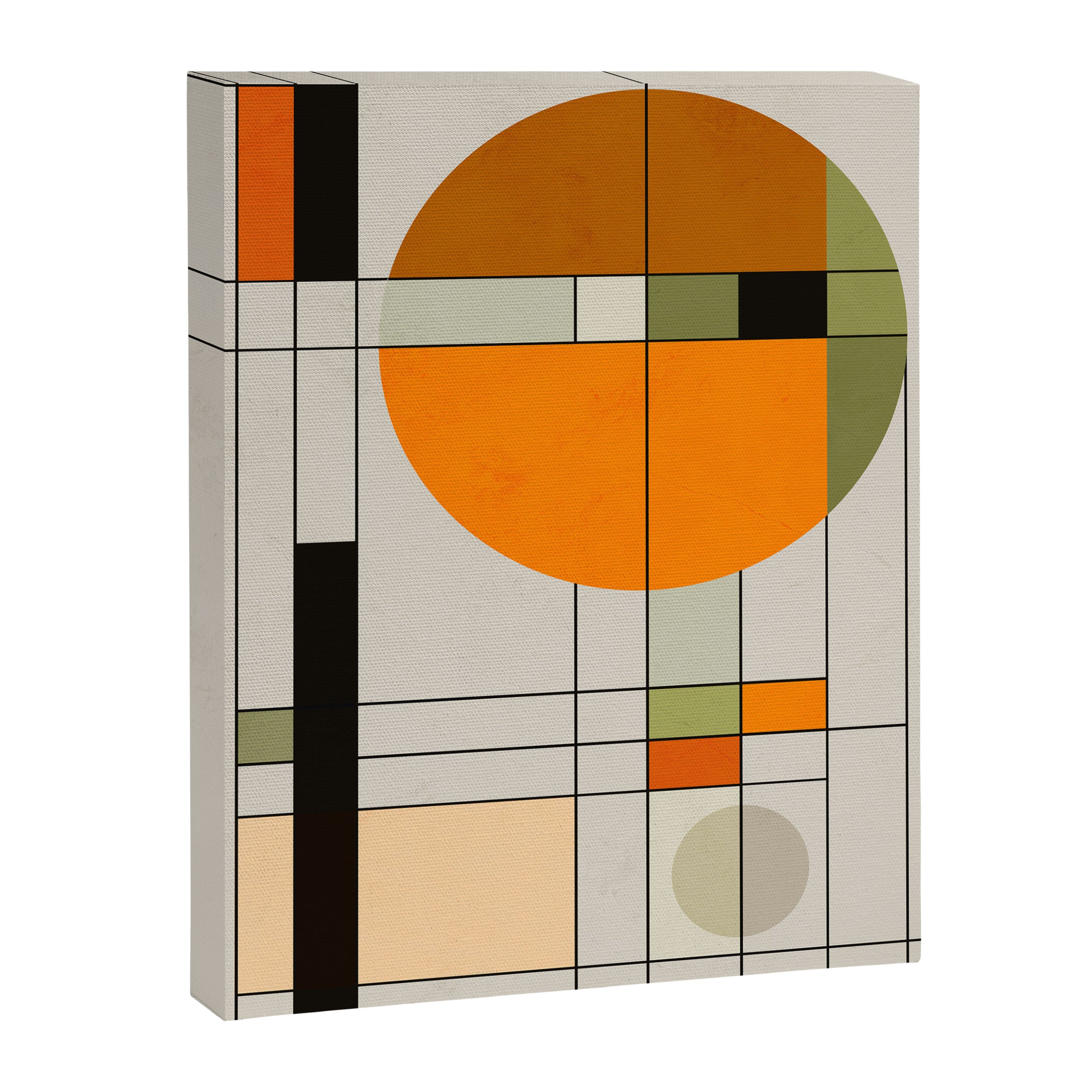 Mid Century Modern Geometric Art Abstract Shapes Orange and Green Retro Design Bauhaus Style  Canvas Print Gallery Image 3