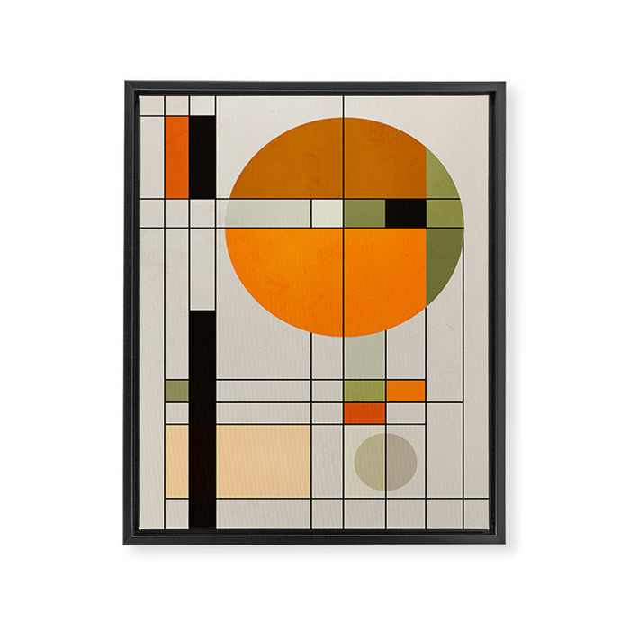 Mid Century Modern Geometric Art Abstract Shapes Orange and Green Retro Design Bauhaus Style  Framed Canvas Print Gallery Image 1