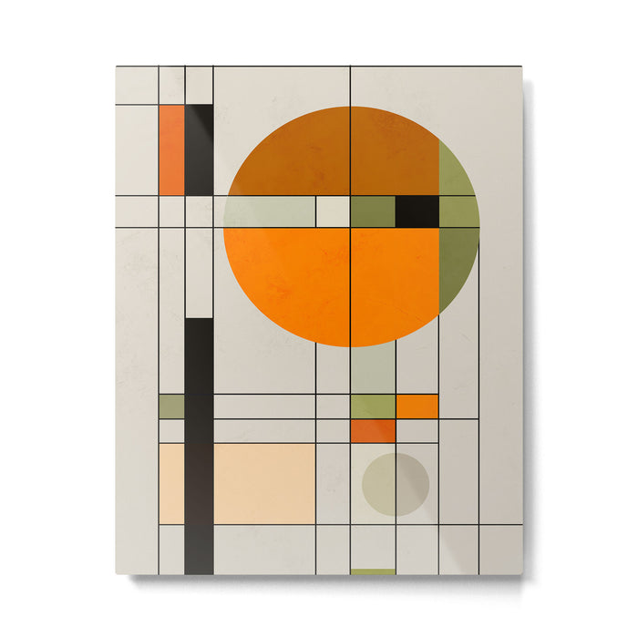 Mid Century Modern Geometric Art Abstract Shapes Orange and Green Retro Design Bauhaus Style  Metal Print Gallery Image 1
