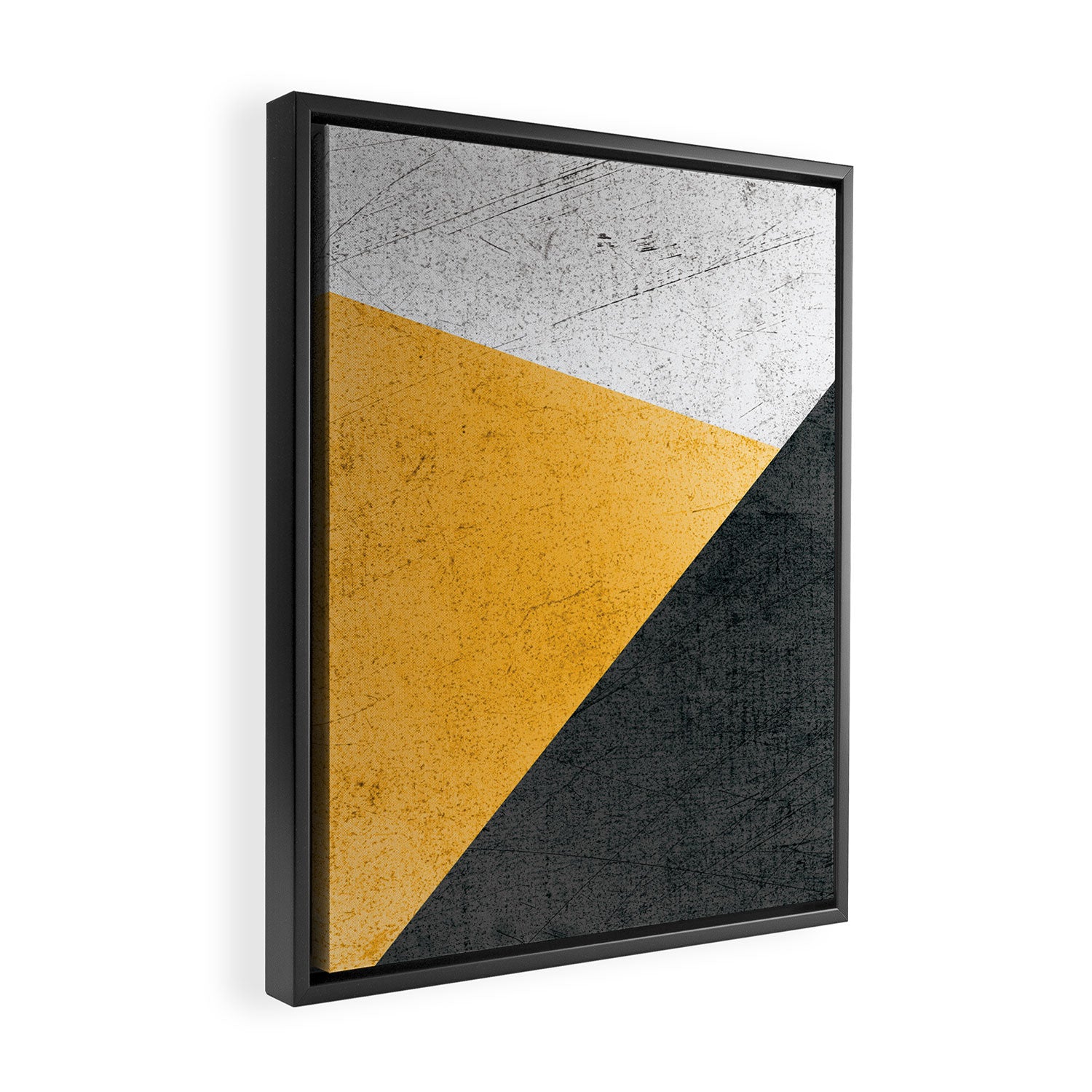 Modern Yellow & Black Geometric Framed Canvas Print Gallery Image 2