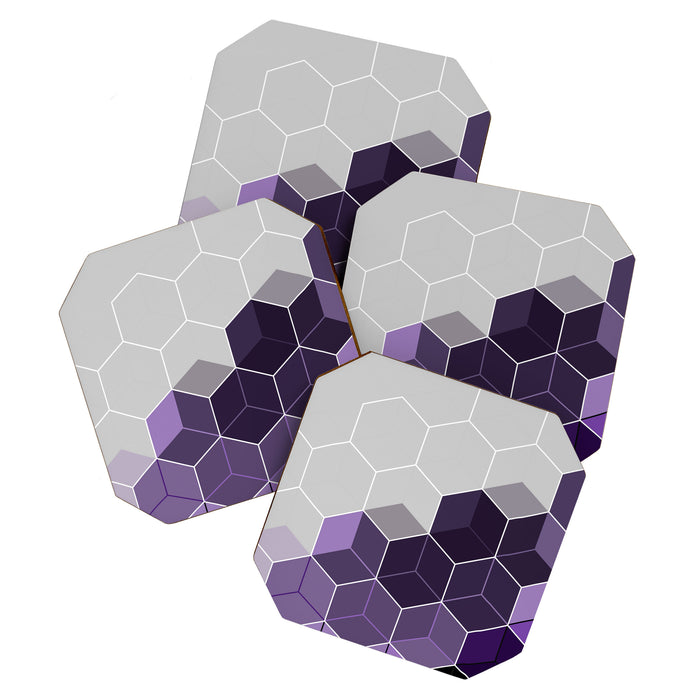PURPLE GRAY GEOMETRIC COMPOSITION 6 Coaster Gallery Image 1