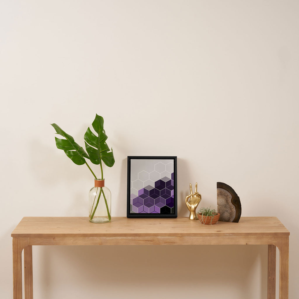 PURPLE GRAY GEOMETRIC COMPOSITION 6 Framed Canvas Print Gallery Image 4
