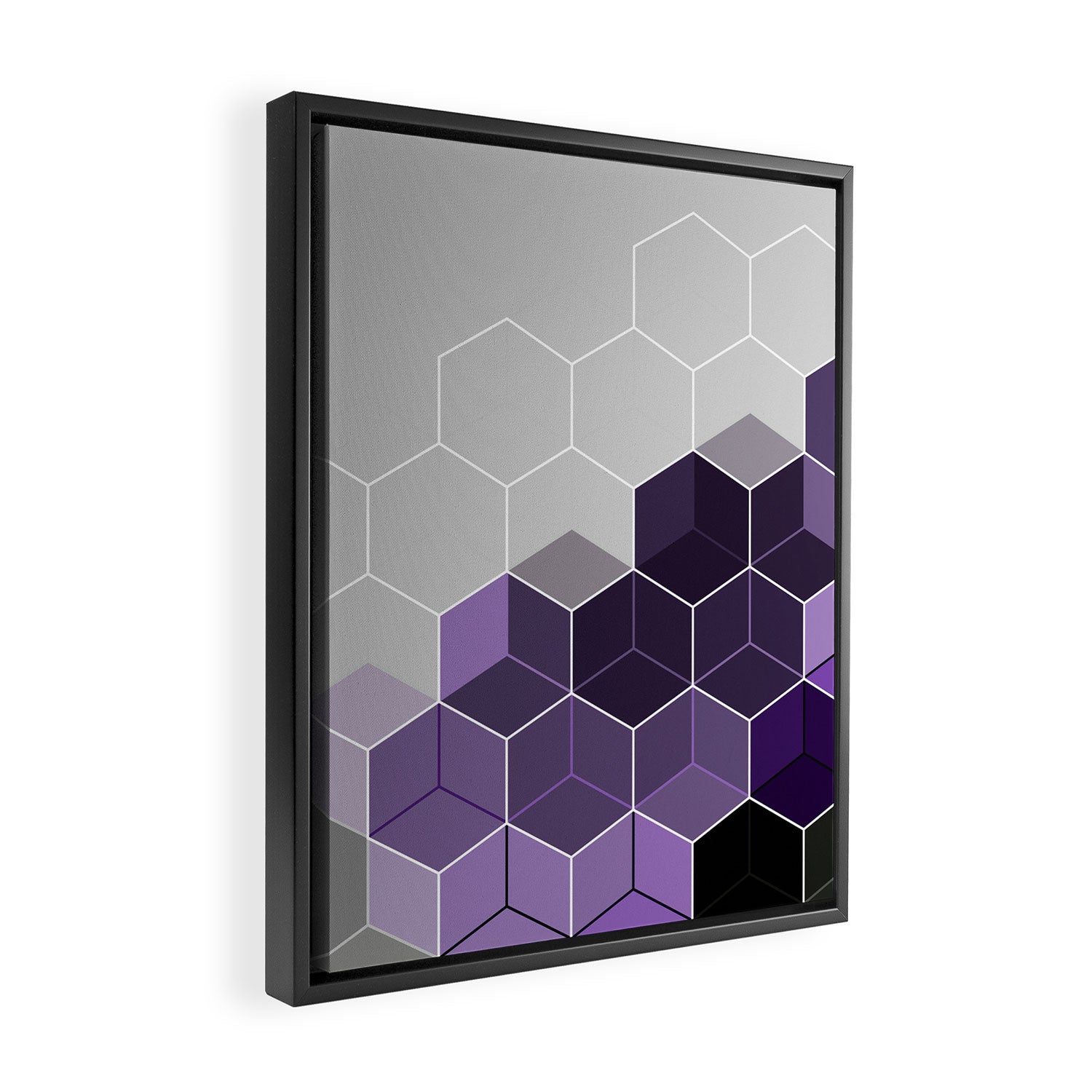 PURPLE GRAY GEOMETRIC COMPOSITION 6 Framed Canvas Print Gallery Image 2
