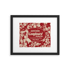 Club Surfing Longboard Surf Logo and Hibiscus Hawaiian Print      Framed Art Print Gallery Image 6
