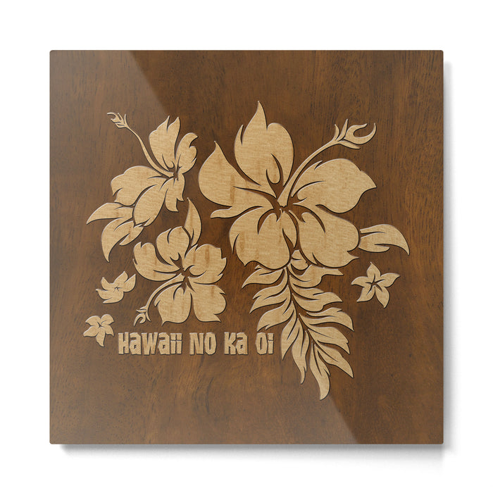 Hibiscus Pareau Hawaiian Floral Aloha Shirt Print Metal Print Gallery Image 1