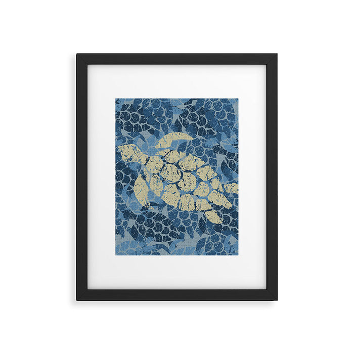 Honu Sea Turtle Hawaiian Tapa  Framed Art Print Gallery Image 1