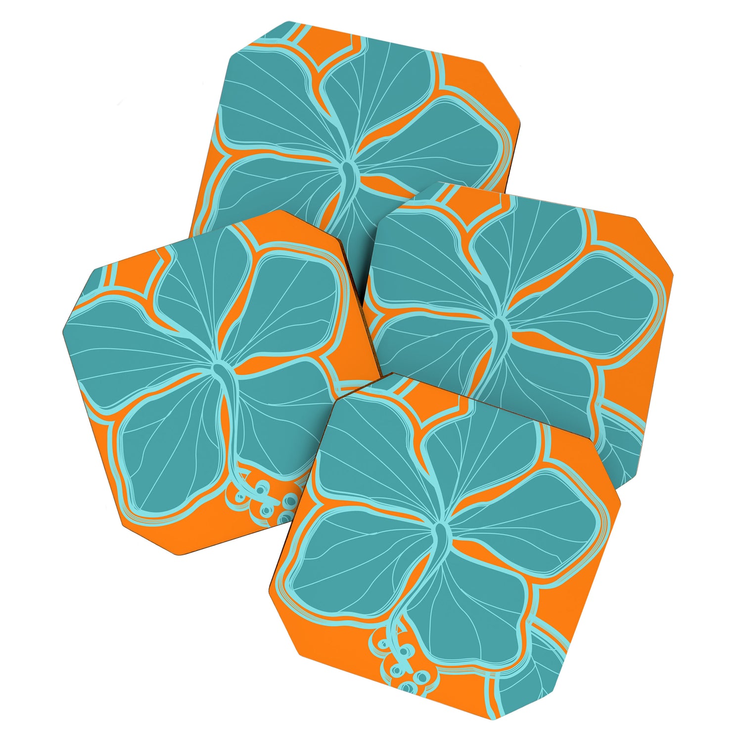 Kailua Hibiscus Hawaiian Engineered Floral Coaster Gallery Image 1