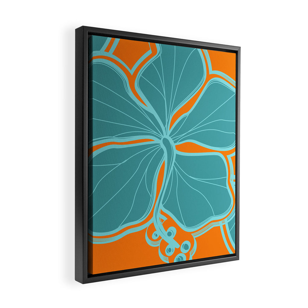 Kailua Hibiscus Hawaiian Engineered Floral Framed Canvas Print Gallery Image 2