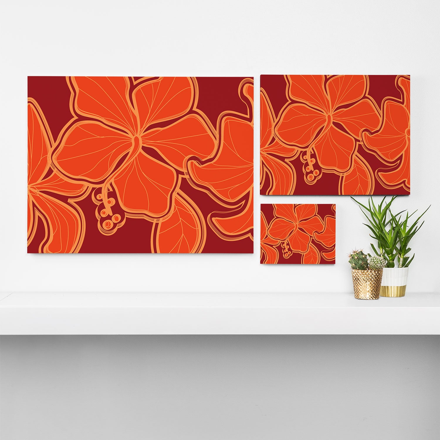 Kailua Hibiscus Hawaiian Sketchy Floral Design Canvas Print Gallery Image 3
