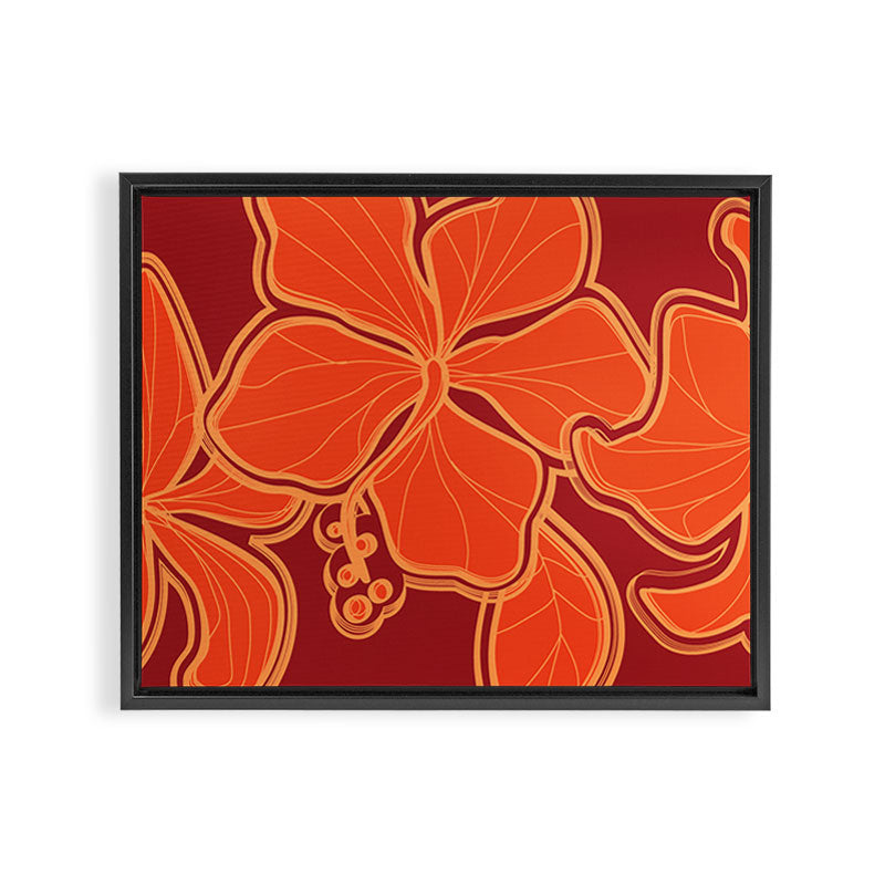 Kailua Hibiscus Hawaiian Sketchy Floral Design Framed Canvas Print Gallery Image 3