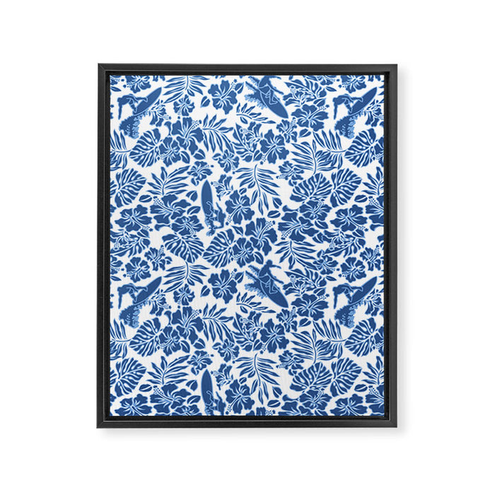 Surf Pareau Hawaiian Hibiscus Aloha Shirt Print Framed Canvas Print Gallery Image 1