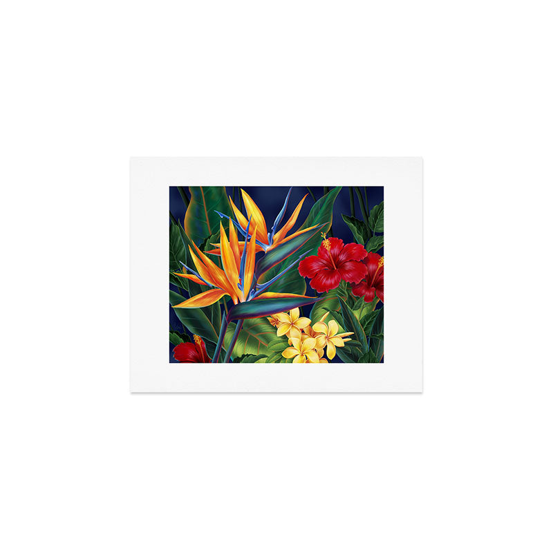 Tropical Paradise Hawaiian Floral Illustration Art Print Gallery Image 1