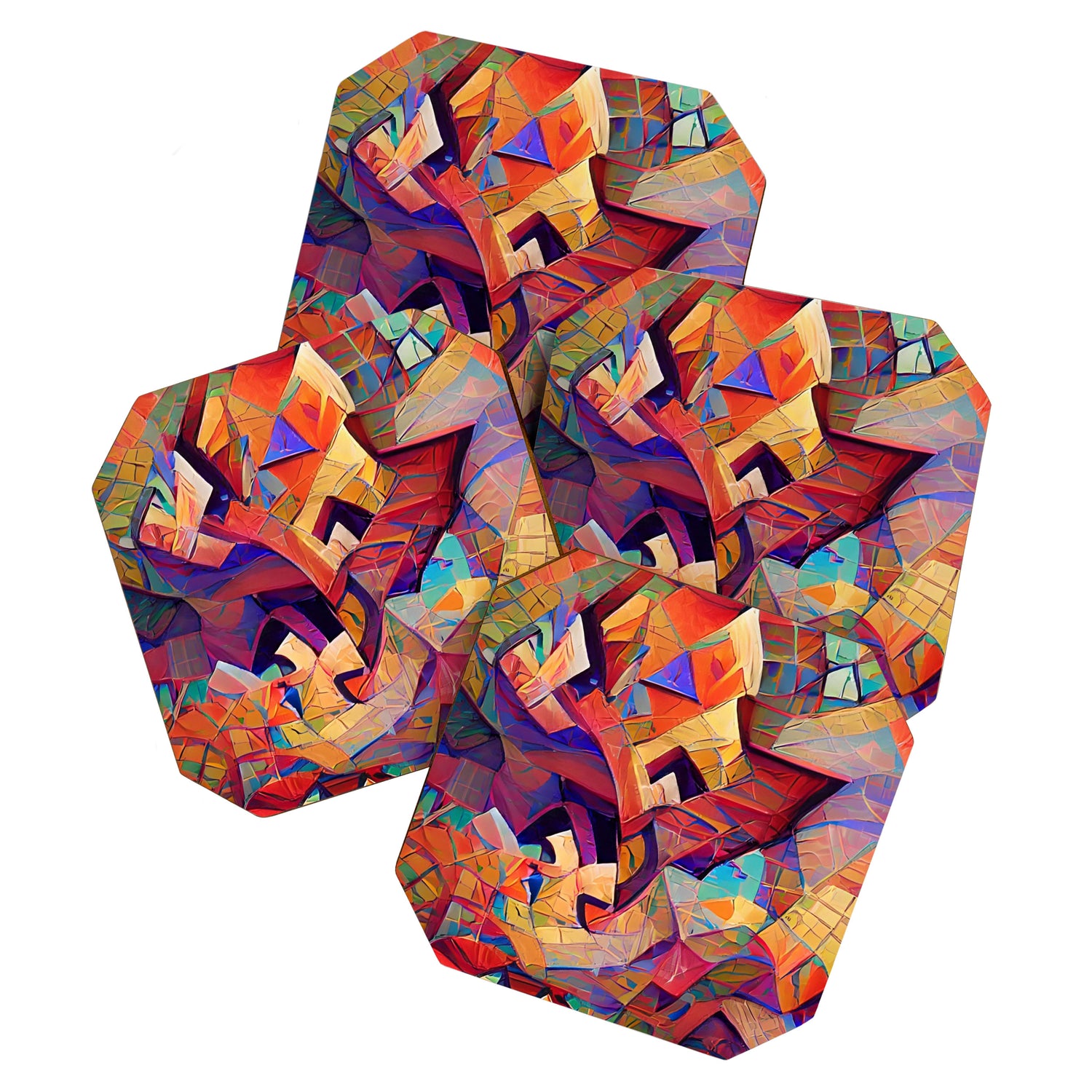 Colorful Distorted Squares Coaster Gallery Image 1