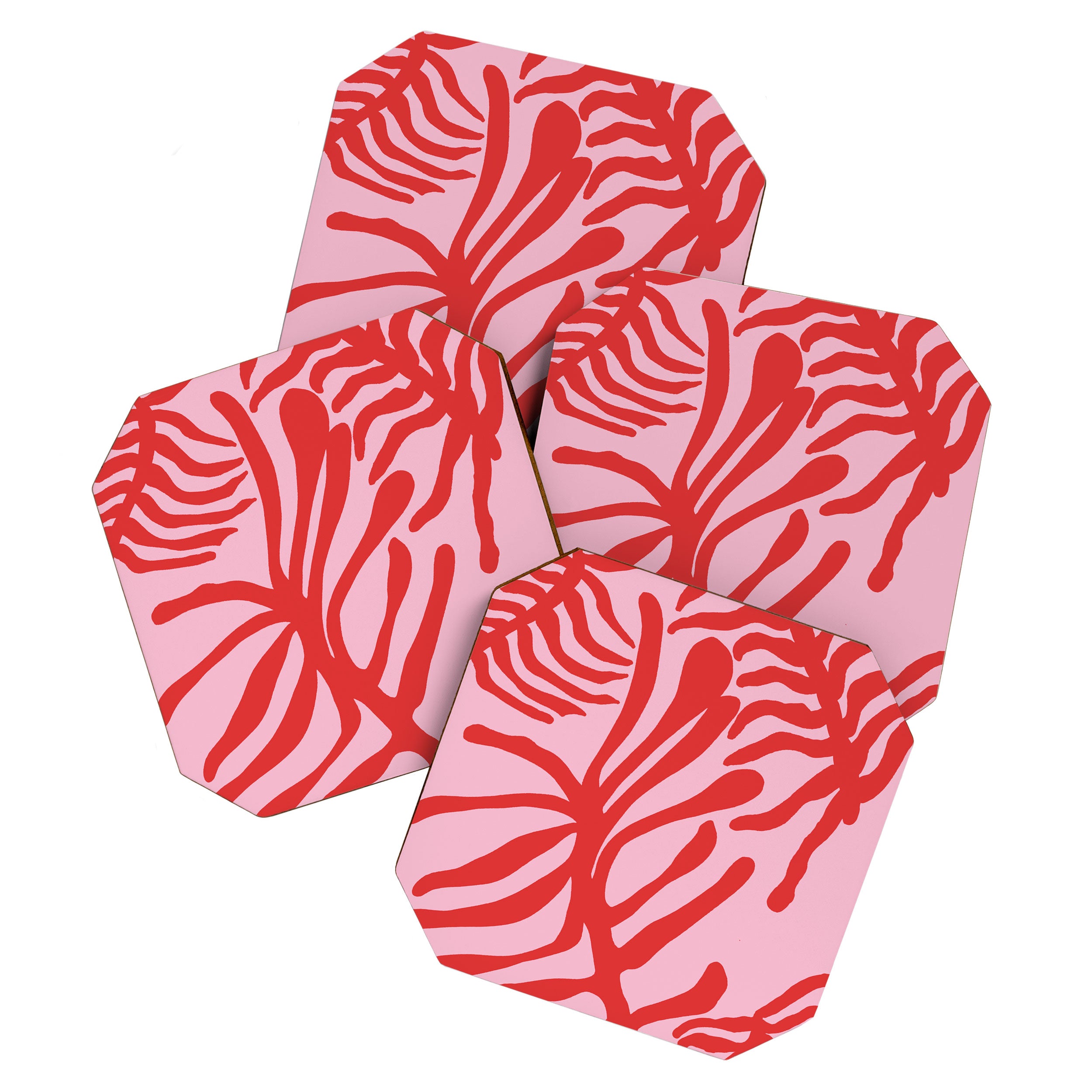 kelp - red & pink Coaster Gallery Image 1