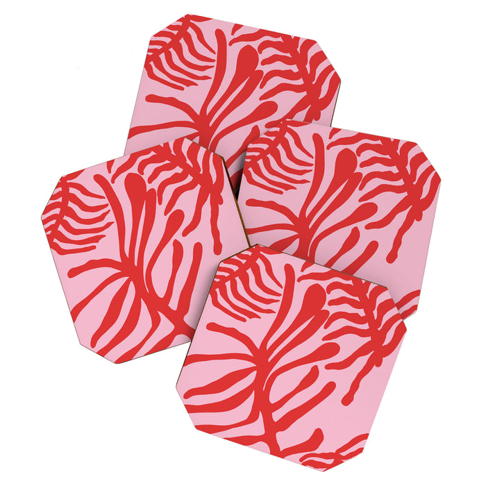kelp - red & pink Coaster Gallery Image 1
