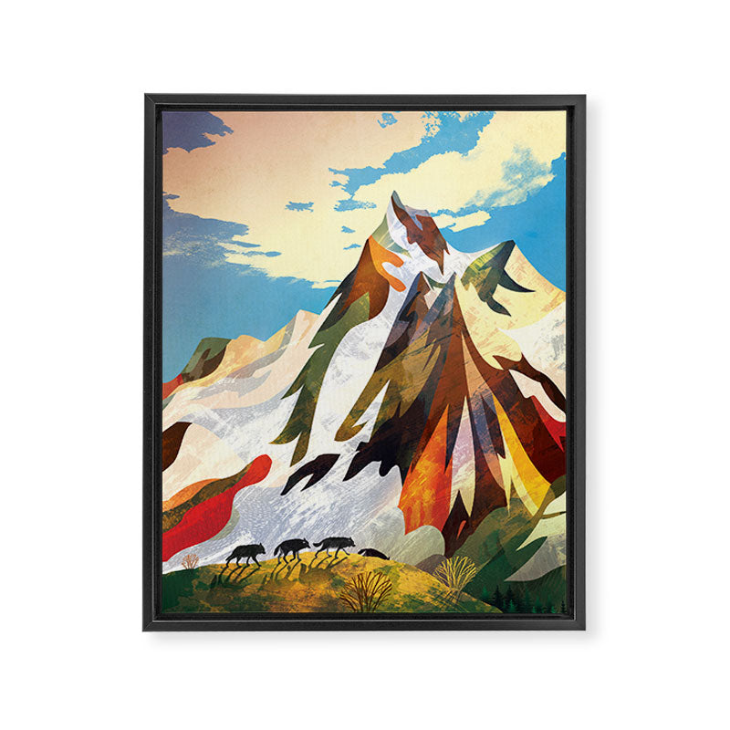 Pack of wolves high in the mountains Framed Canvas Print Gallery Image 8