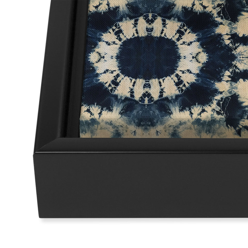 Deep Indigo Circle Shibori Framed Canvas Print Gallery Image 3